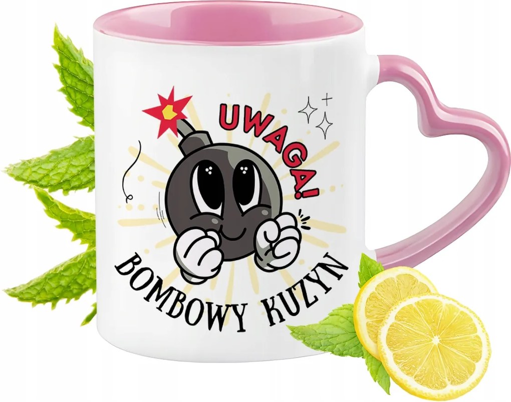 Unokatestvér bögre rózsaszín szív alakú füllel Kávé ajándék