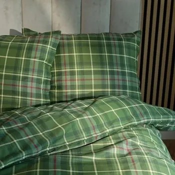 Zöld Kockás Ágyneműhuzat 160x200 Jamila Pamut Szatén 100% Karácsony