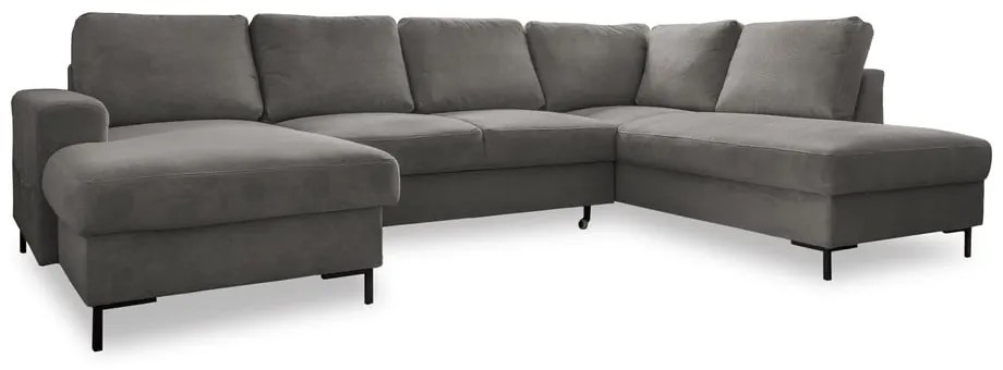 Szürke kordbársony kinyitható sarokkanapé (jobb oldali) Lofty Lilly – Miuform