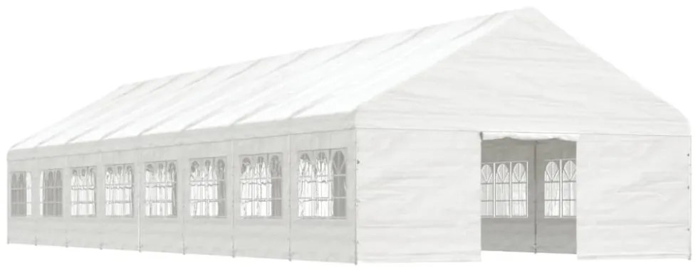 fehér polietilén pavilon tetővel 17,84 x 5,88 x 3,75 m
