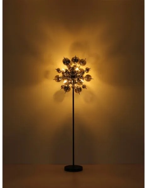 Globo 15633SS - Állólámpa UDO 6xE14/25W/230V fekete/füstös