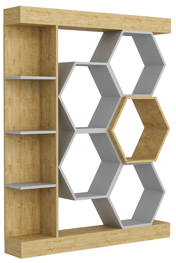 könyvespolc Sueno - White, Oak