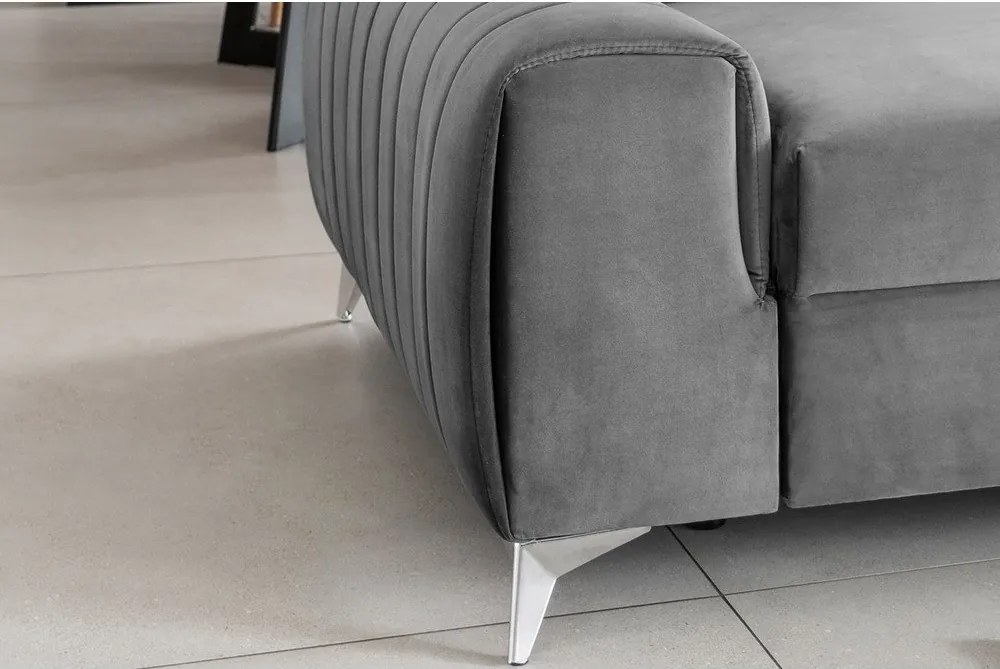 Világosszürke bársony kinyitható kanapé 261 cm Laurence – ELTAP