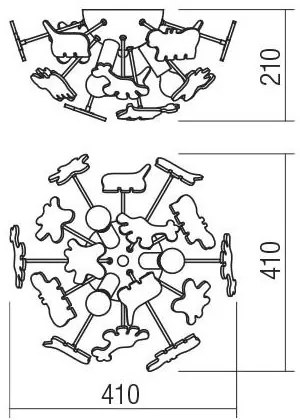 Redo 04-514-Gyermek mennyezeti lámpa SAFARI 3xE14/28W/230V átmérő 41 cm színes