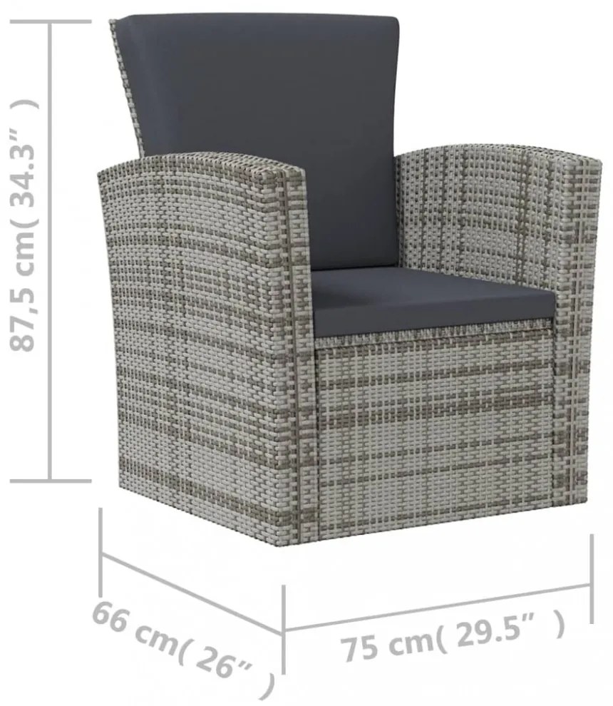 vidaXL 8 részes szürke polyrattan kerti bútorszett párnákkal