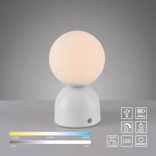 Schöner Wohnen 19218-16 - LED-fényerőszabályozású asztali lámpa RUDI LED/1,2W/5V fehér
