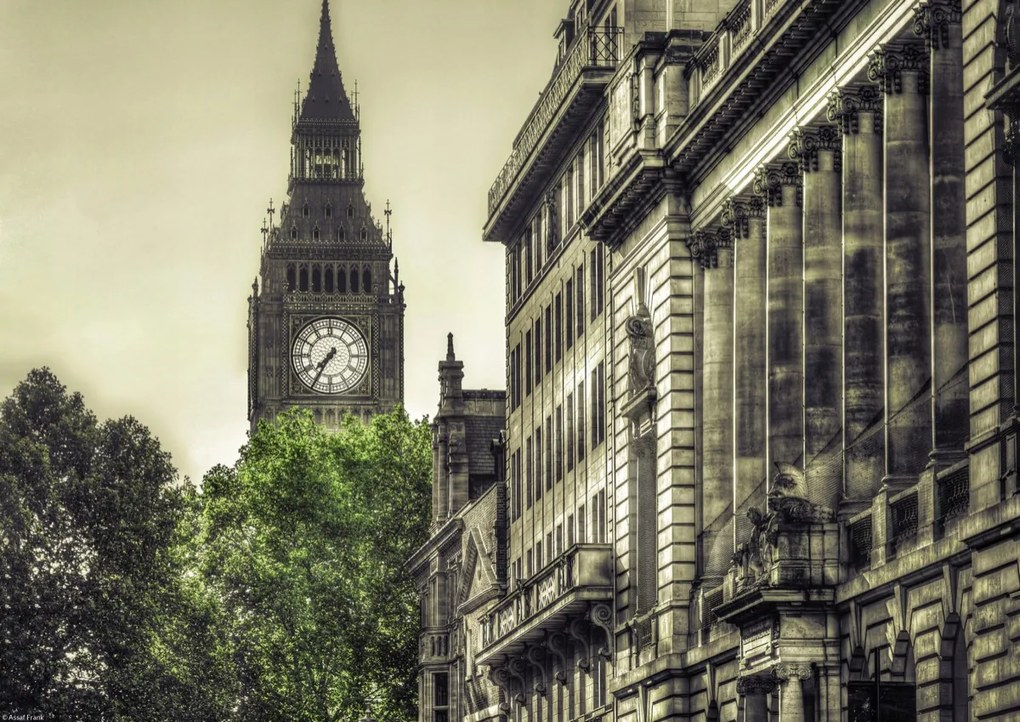 Poszter 42x29,7cm Kilátás a Big Benre a St James Parkból, Assaf Frank