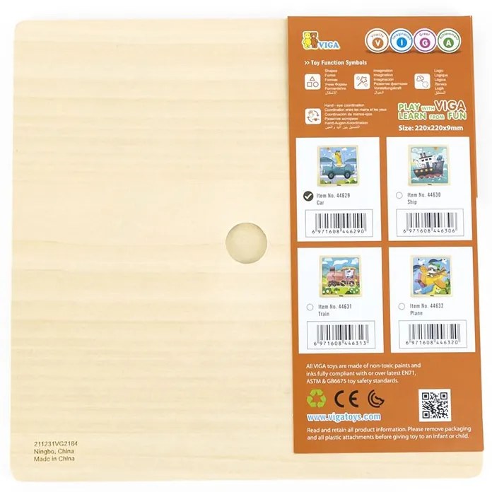 Fa képes kirakó puzzle Viga 9 db Autó