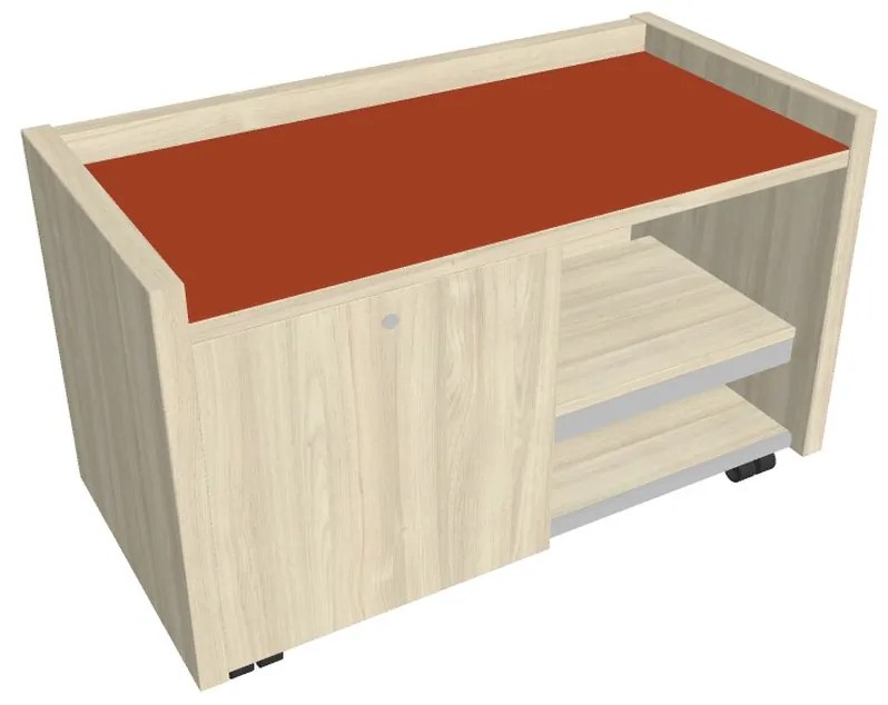 Verno mobil konténer 100 x 50 cm üveggel, bal, akác / narancs