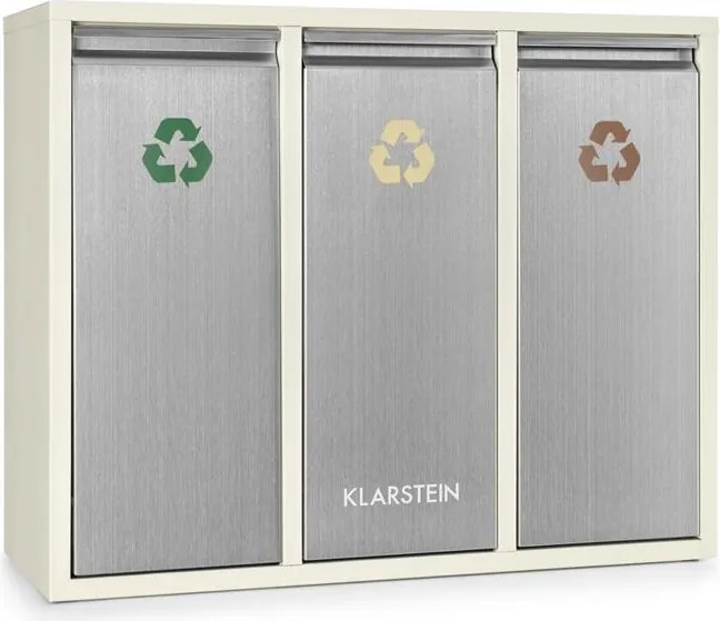 Klarstein Ordnungshütter 3 szemetesláda, szelektív hulladékgyűjtő, 45 l (3 x 15 l), krémszínű