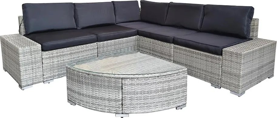 Avenberg AZURE rattan sarokgarnitúra - szürke/fekete