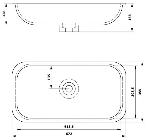 Sapho - Süllyesztett mosdó ROCKSTONE 67x35,5 cm matt fehér