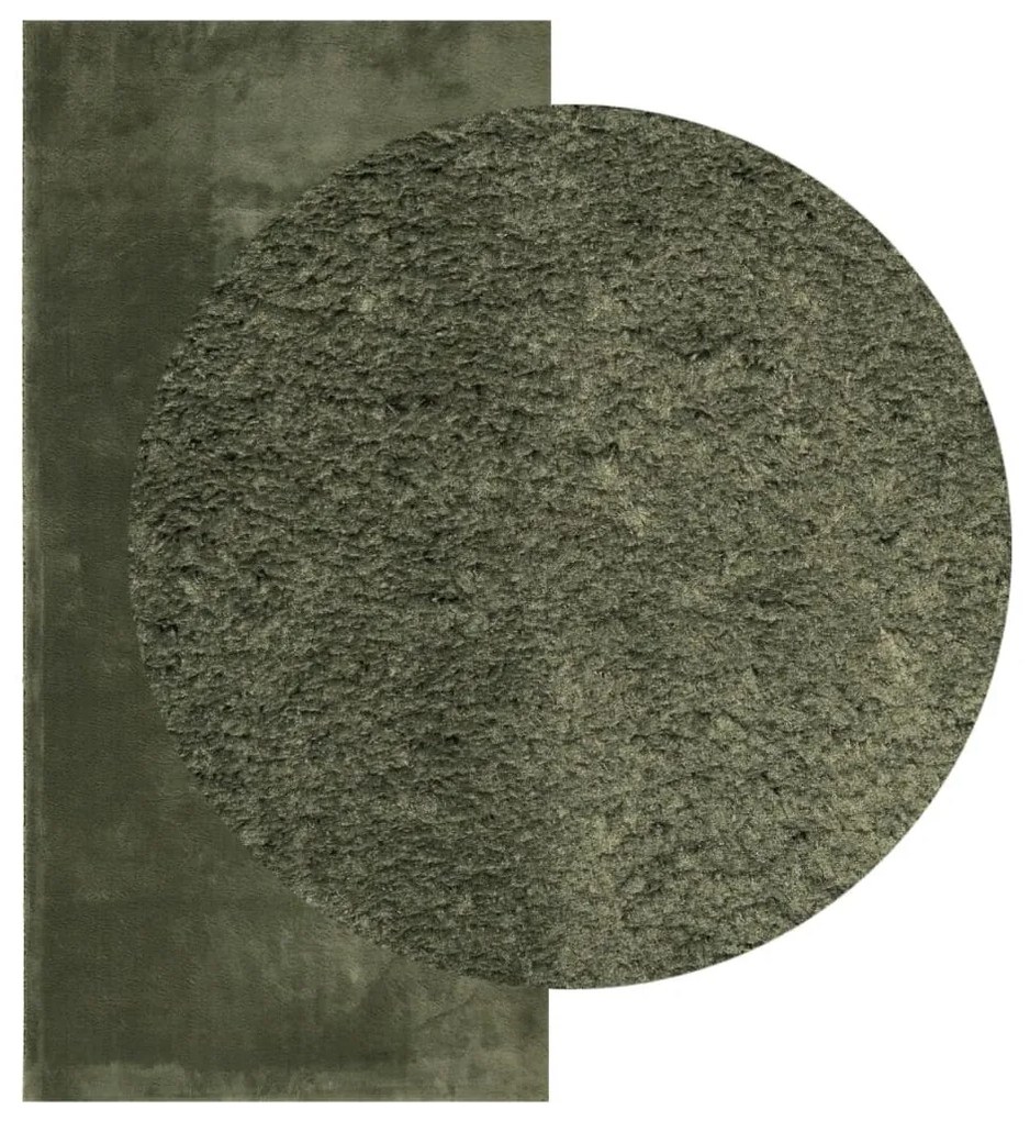 HUARTE erdőzöld rövid szálú puha és mosható szőnyeg 100x200 cm