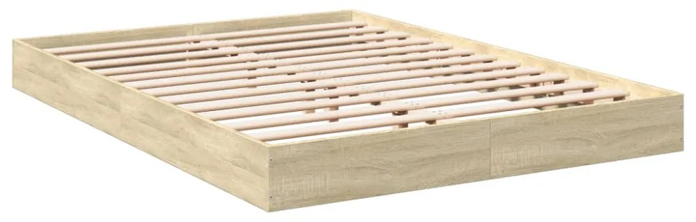 sonoma tölgy színű szerelt fa ágykeret matrac nélkül 120x200 cm