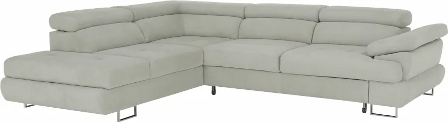 Ülőgarnitúra tárolóhellyel, világosszürke, szövet, balos, BUTON R