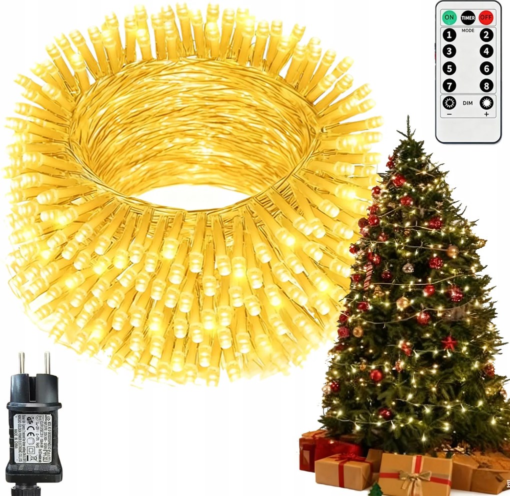 Fényfüggöny Girland Drót Lámpa Fehér Meleg 35 méter 350 Led