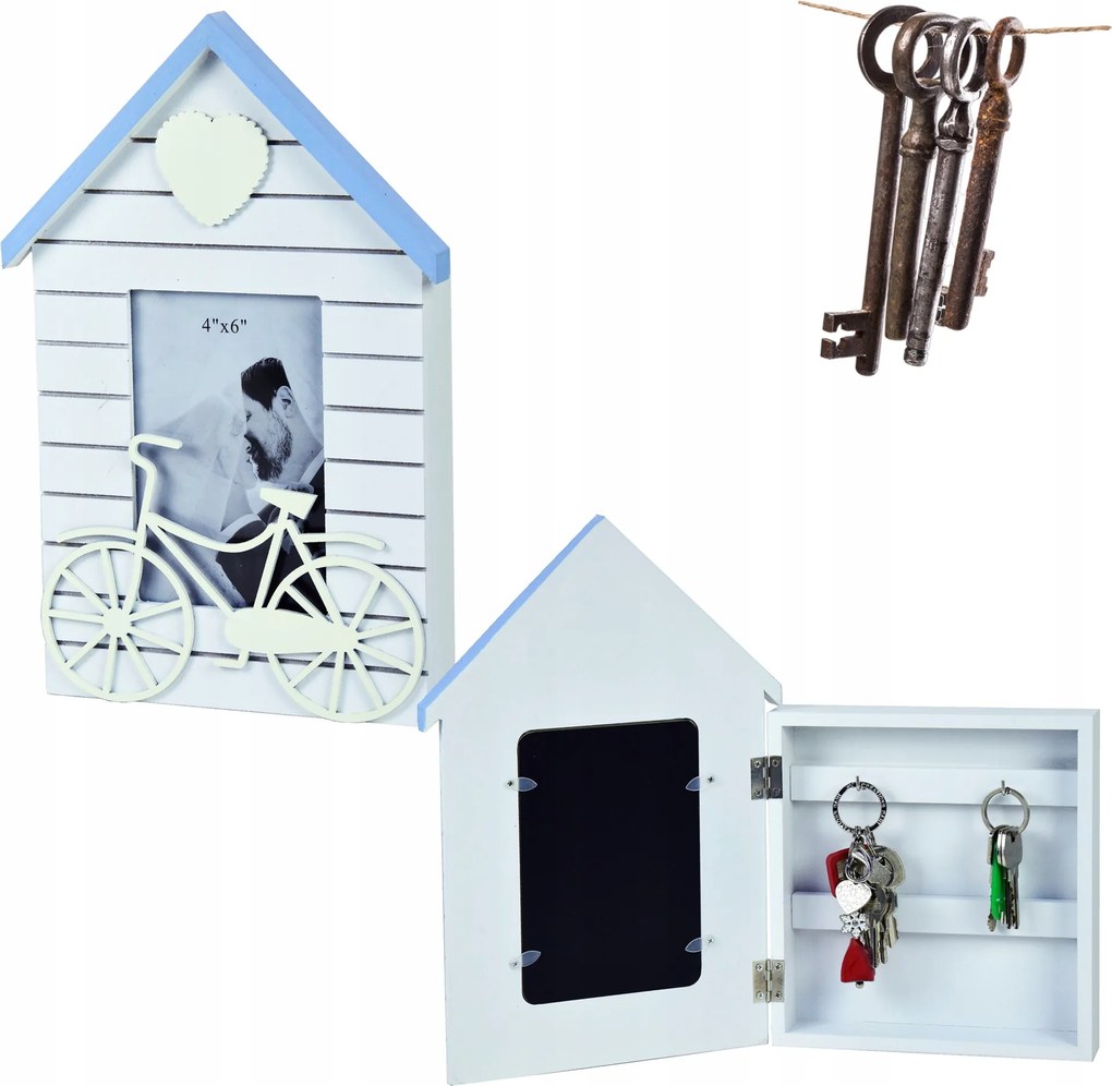 Aranyos Fa Kulcstartó Szekrény Zárható Doboz 4 Akasztós Házikó Keret