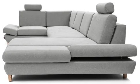 AVESTA kárpitozott U-alakú sarok ülőgarnitúra, ággyá nyitható, tárolóval, szürke