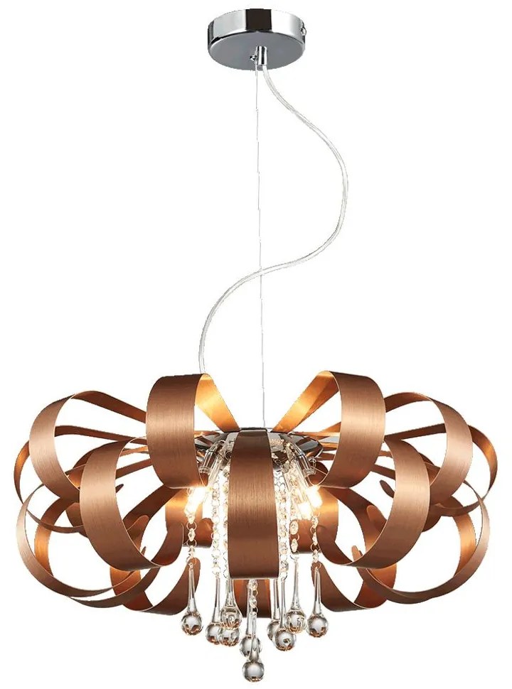PREZENT 64408 RIBBON Kristály Függesztett Lámpa Króm, Réz, Átlátszó G9 IP20