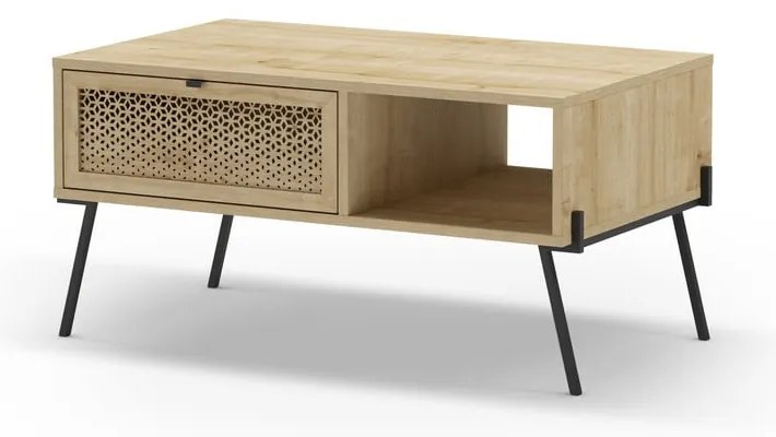 Natúr színű dohányzóasztal tölgyfa dekorral 60x100 cm Ecrin – Marckeric