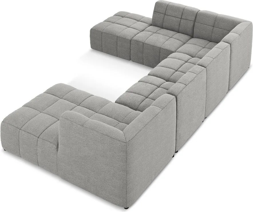 Szürke buklé sarokkanapé (U alakú) Aloha – Makamii