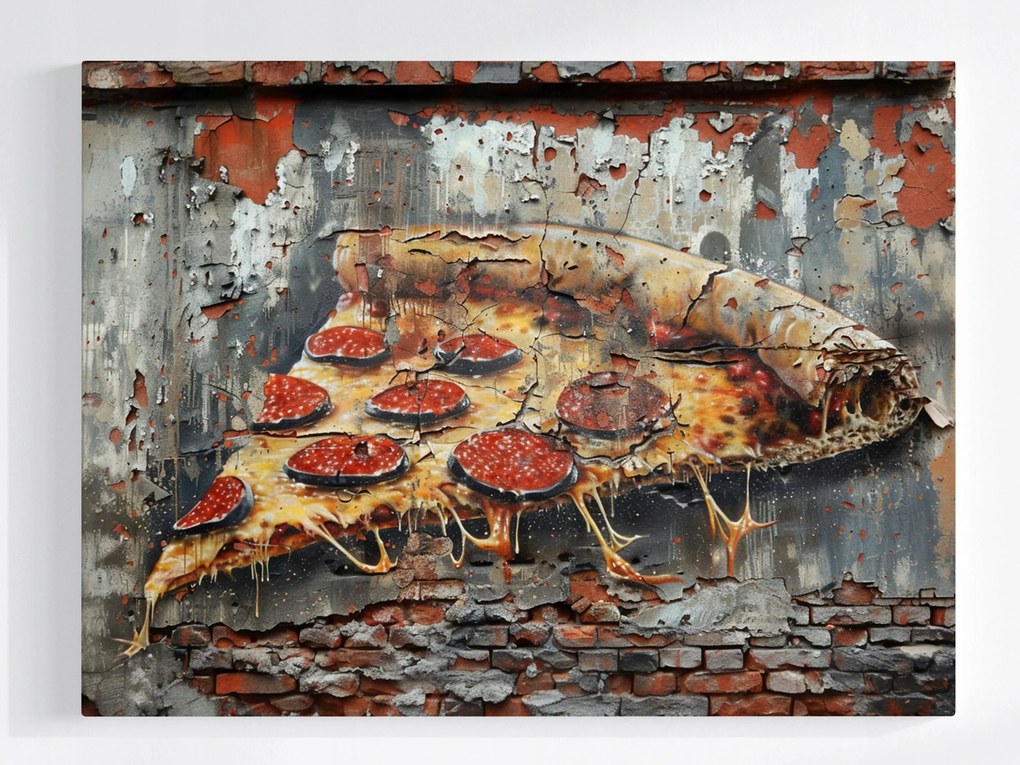 Poszter Graffiti Street Art Fali Tégla Pizza 100x75