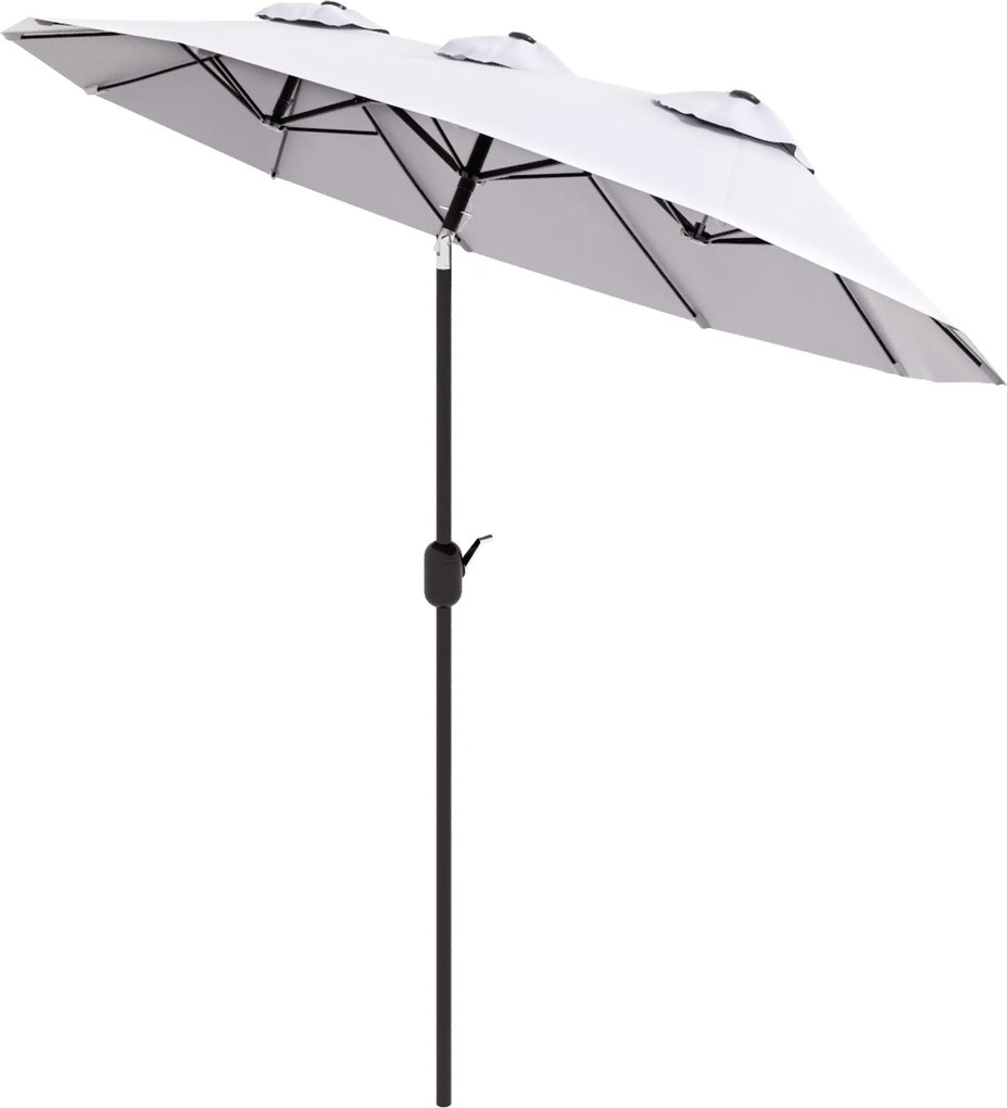 Outsunny Kétszárnyú Kerti Napernyő 45° Dőlésszögű Karral és 3 Szellőzőnyílással, Kültéri Napernyő Acélból és Poliészterből, 295x152x222 cm, Krém | Aos