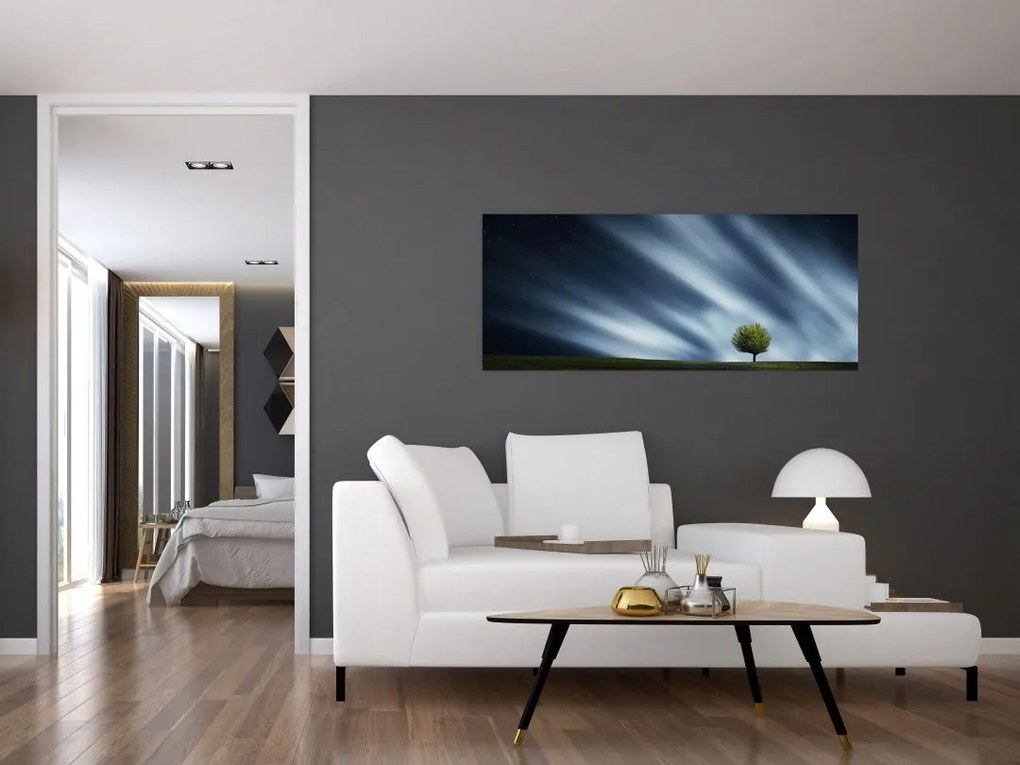 Az aurora borealis képe egy lápvidéken (120x50 cm)