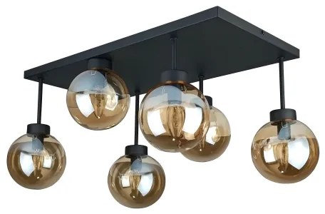 Felületre szerelhető csillár DEA 6xE14/60W/230V fekete/füstös bézs