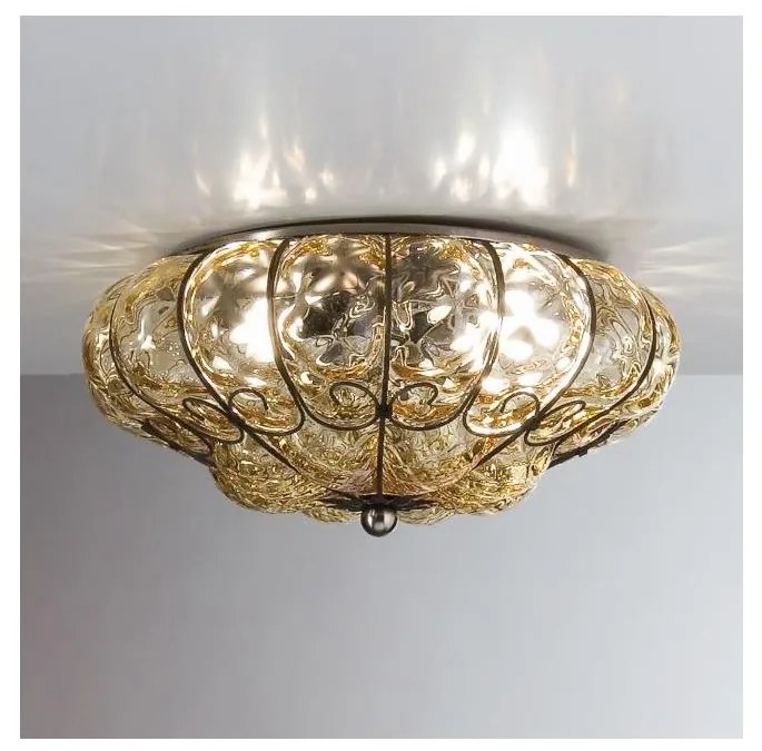 SIRU - Mennyezeti lámpa SOLE 3xE14/40W/230V átm. 31 cm bézs/króm Velencei üveg