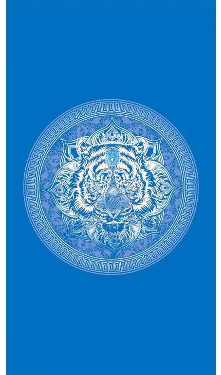 Strandkészlet TIGER – Fürdőlepedő 100×180 cm és poncsó 80×145 cm, kék
