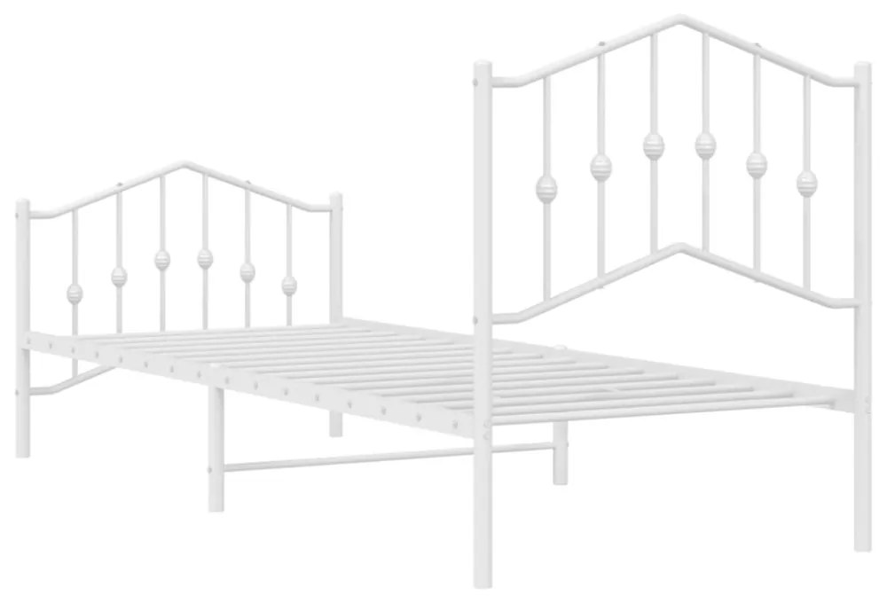 fehér fém ágykeret fej- és lábtámlával 80 x 200 cm