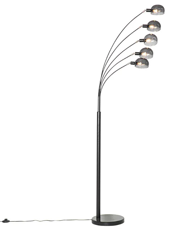 Design állólámpa fekete füstüveggel 5 lámpás - Sixties Marmo