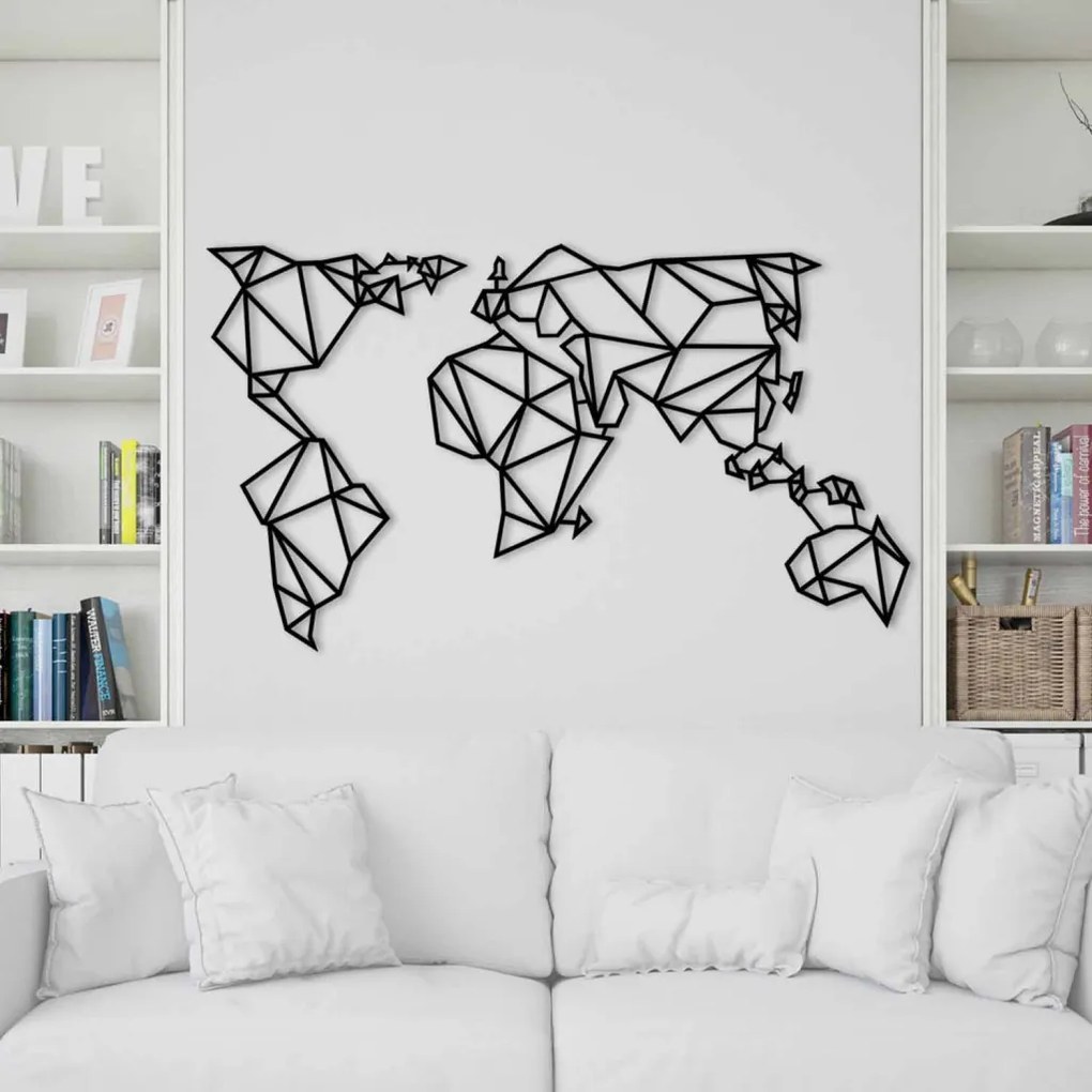 World fém fali dekoráció, 140×80 cm