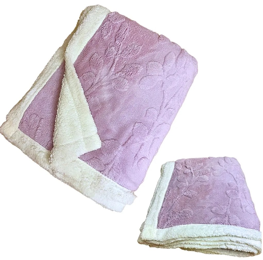 Luxus báránytakaró Flower lila mikroplüssből 200x230cm TiaHome