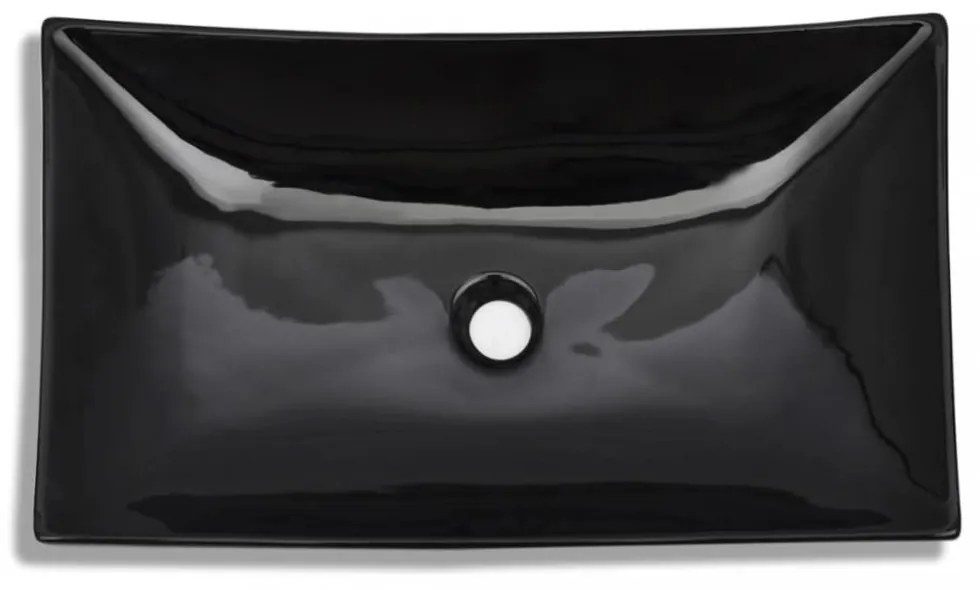 Fürdőszoba téglalap alakú kerámia mosdó fekete