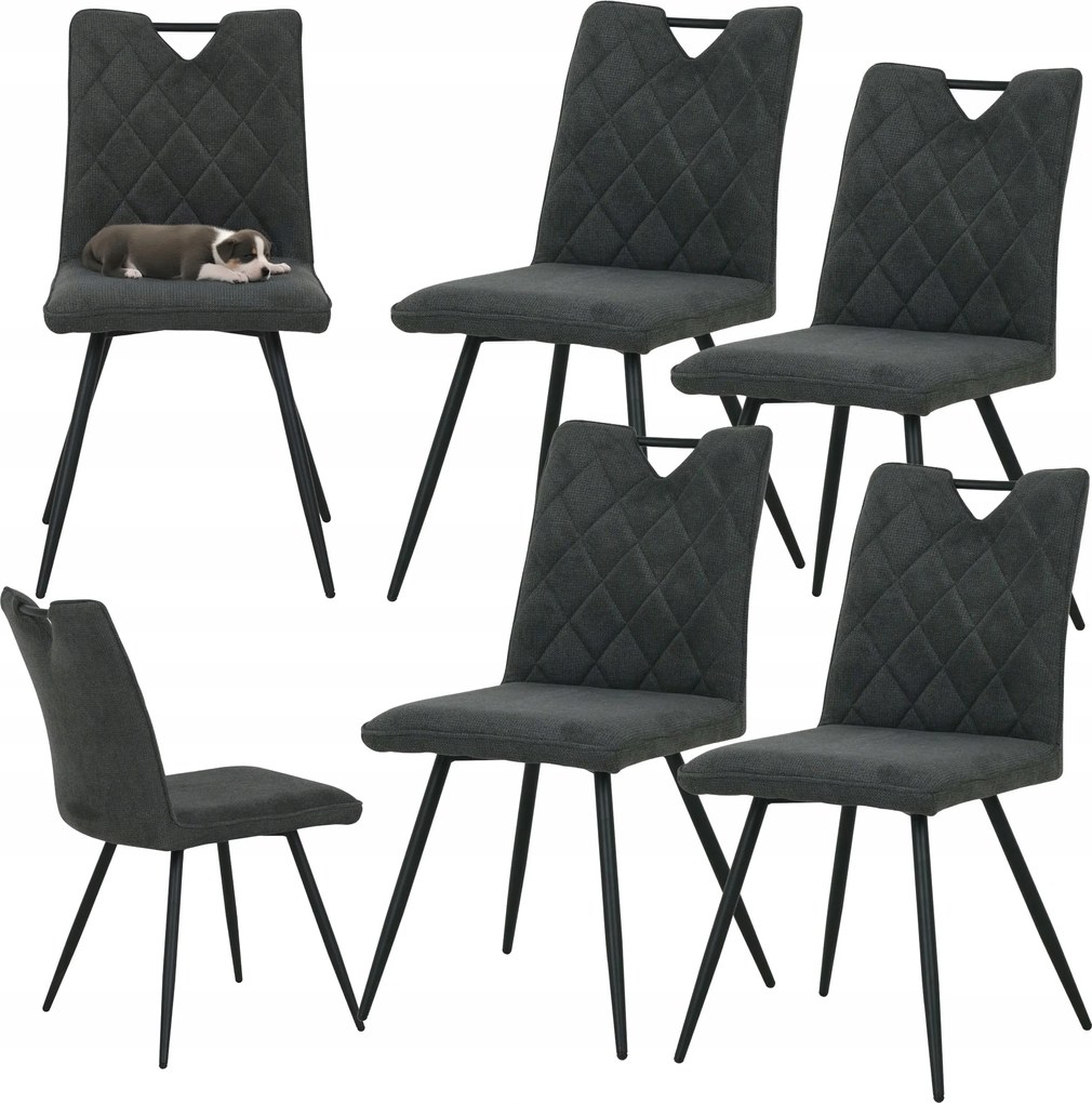 4 db-os Dalia grafit kárpitozott szék szett loft étkező nappaliba