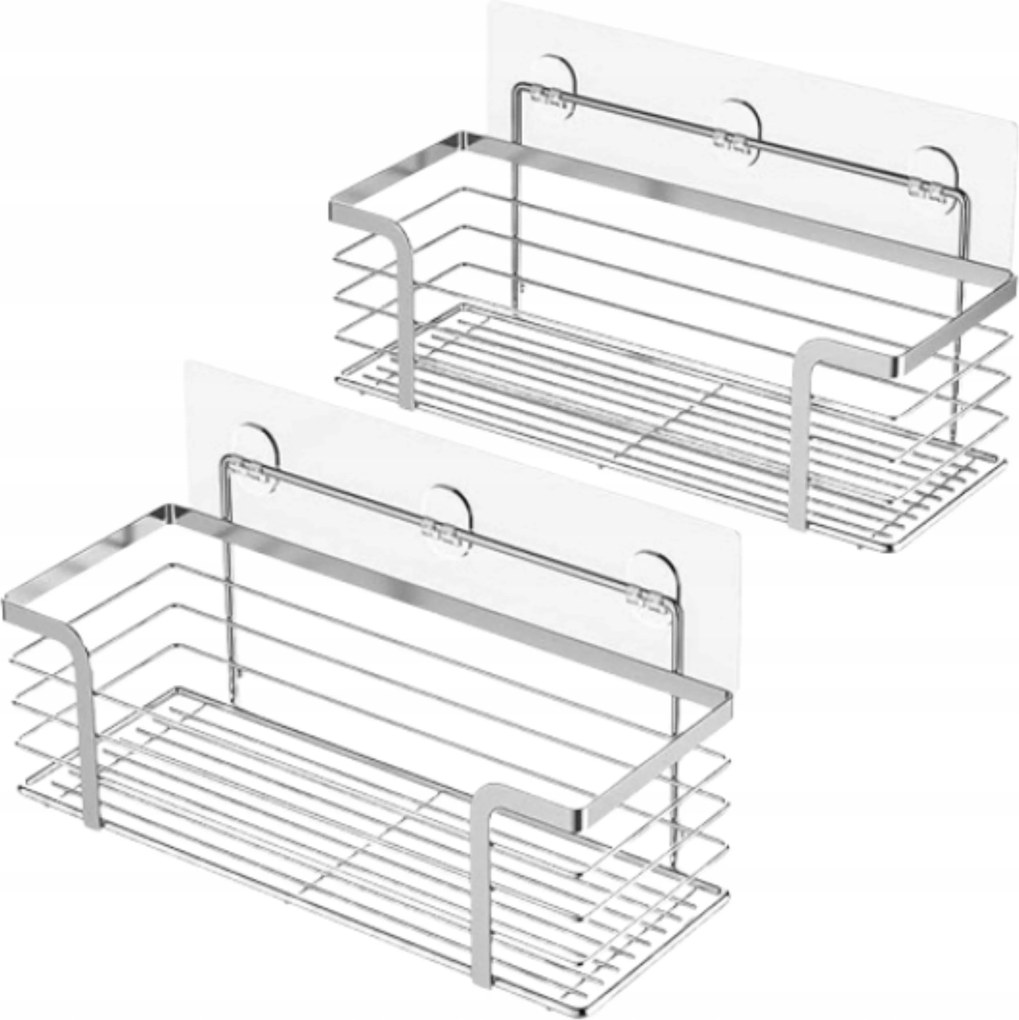 Fürdőszobai Zuhanypolc Fúrás Nélkül 2 db-os szett Rozsdamentes acél