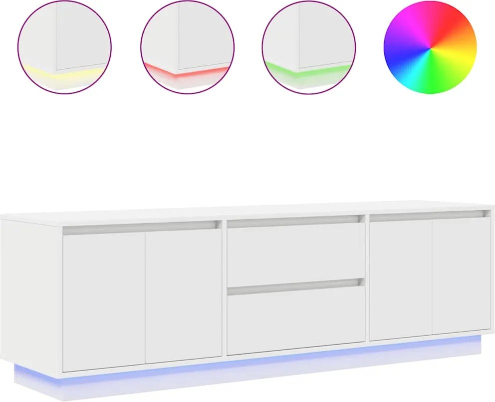 vidaXL fehér TV-szekrény LED-lámpákkal 160,5x41x50 cm