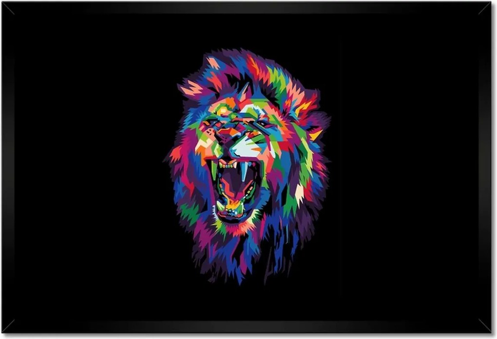 Poszterek keretben 60x40 Színes ordító tigris