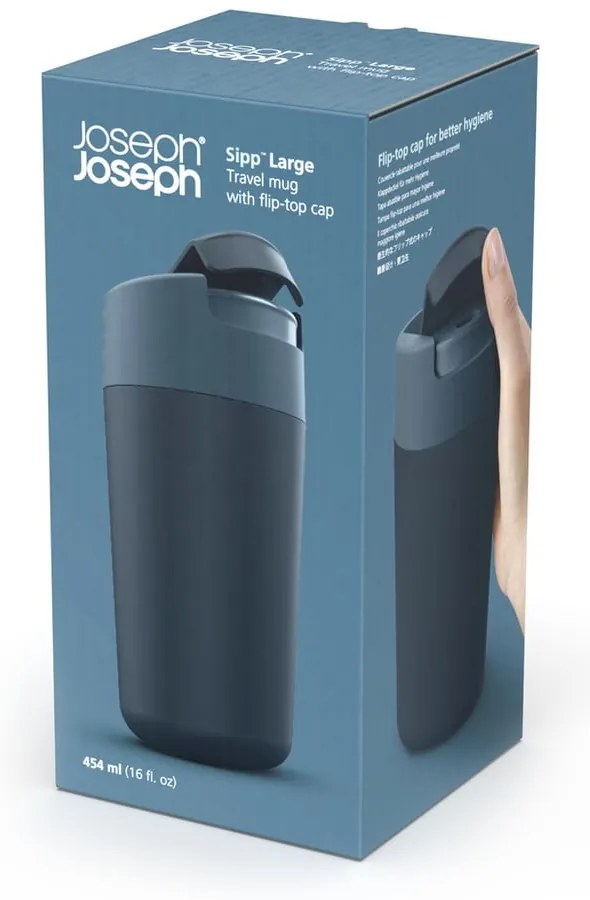Sötétkék-antracitszürke utazóbögre 450 ml Sipp – Joseph Joseph