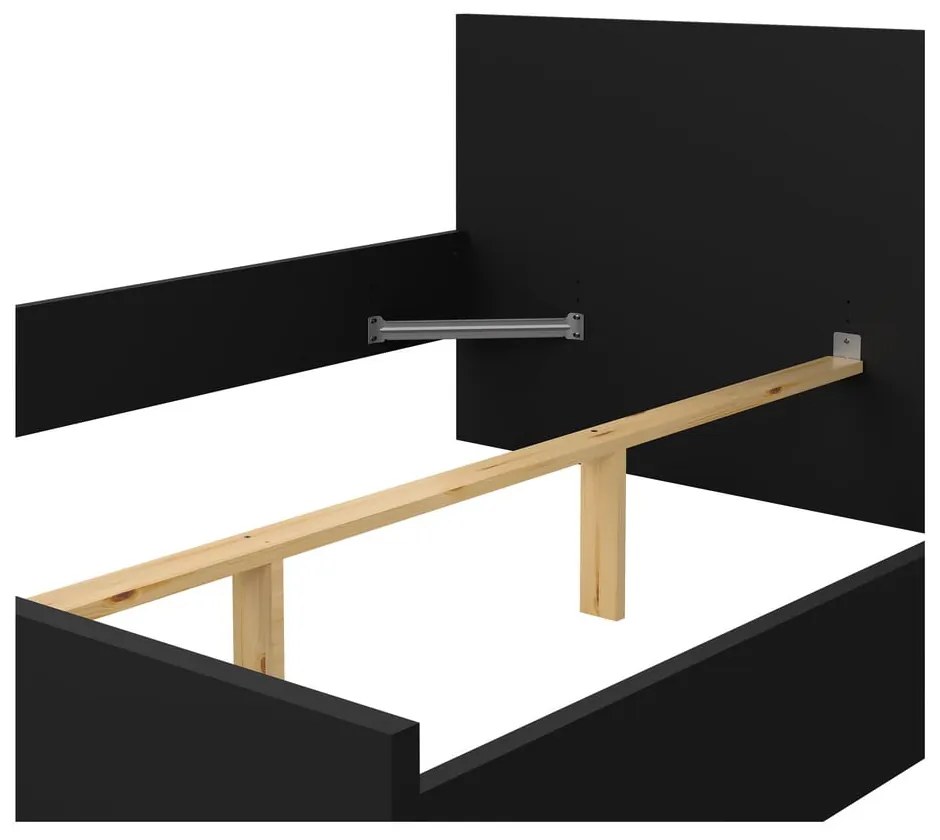 Fekete franciaágy 160x200 cm Naia – Tvilum