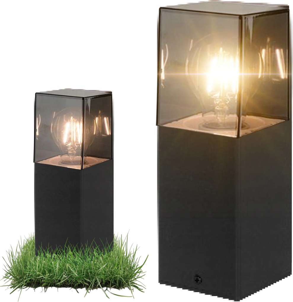 LED-es kerti álló lámpa oszlop 30cm kültéri E27 Fekete