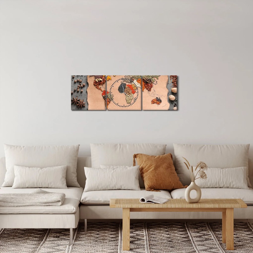 Kép - A világ fűszerei (órával) (90x30 cm)