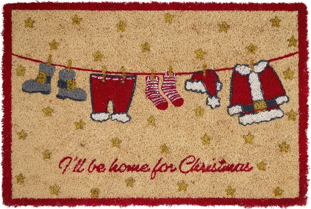 Lábtörlő "Home for Xmas" Fehér Zöld Gate