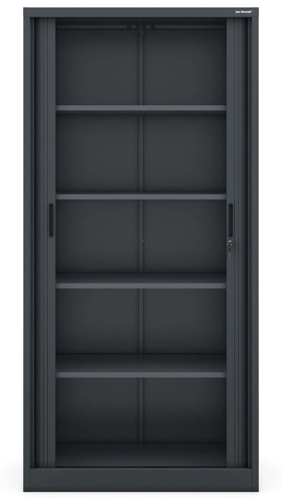 Fém szekrény harmonika ajtókkal DAMIAN, 900 x 1850 x 450 mm, antracit