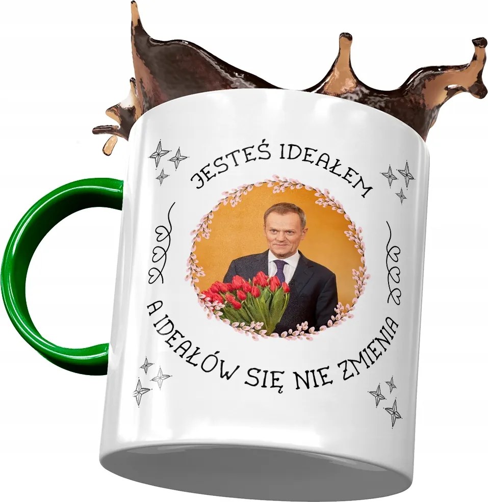 Bögre Zöld Donald Tusk Po Ajándék Platform Nyomtatott Fotóval