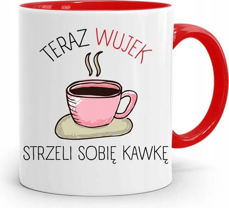 Piros Bögre Nagybácsinak, Kávéval, fényképes nyomattal