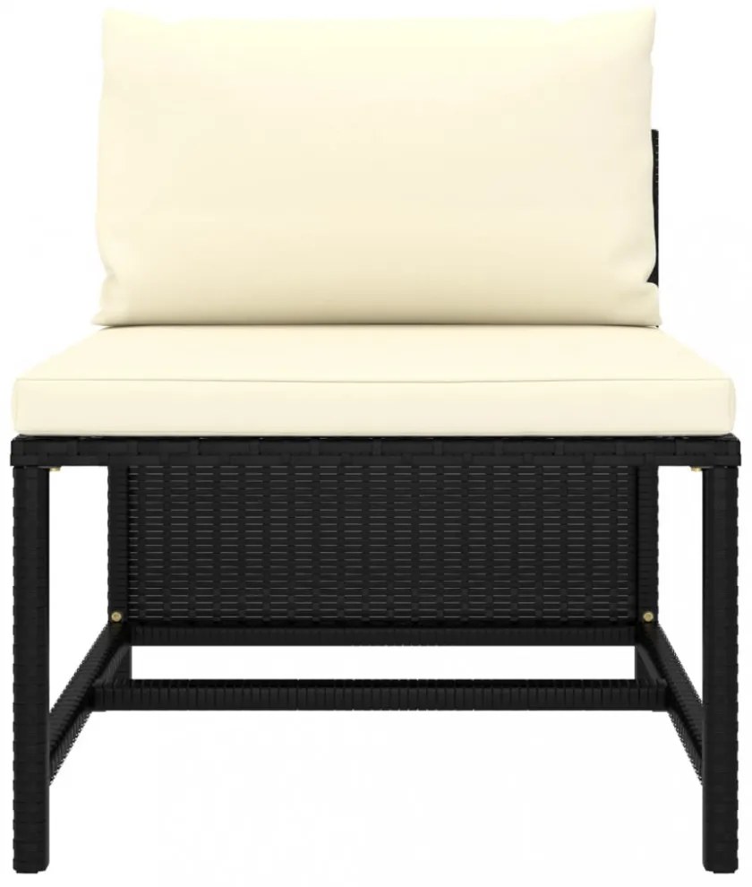 vidaXL 10 részes fekete polyrattan kerti bútorszett párnákkal
