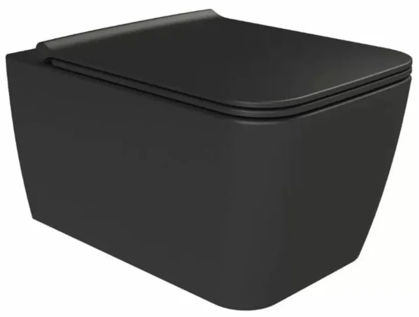 CeraStyle HERA fali WC - MATT FEKETE - rimless - perem nélküli - rejtett szerelésű